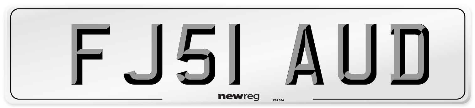 FJ51 AUD Number Plate from New Reg